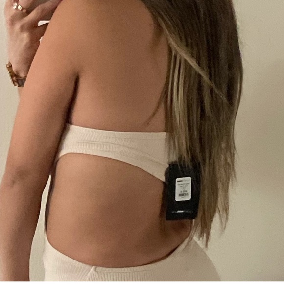 Ribbed Beige Snatched Midi Dress • Size S - Picture 3 of 4